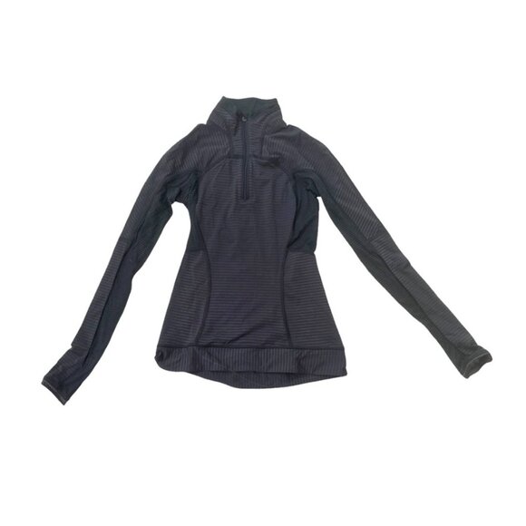 lululemon athletica black stripped zip up lightweight jacket size 2 - Picture 1 of 6